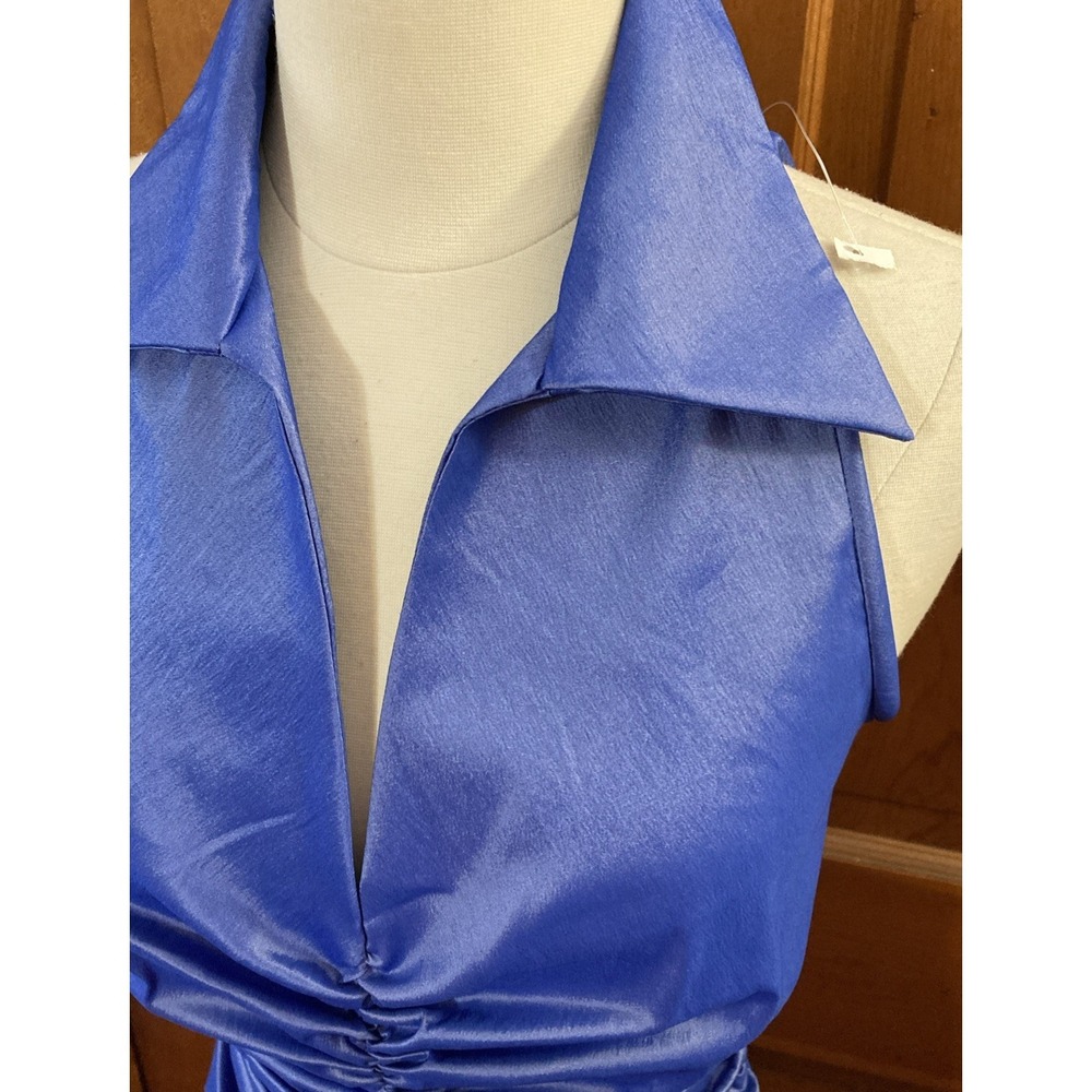TADASHI Halter Top Sz 4 vtg 90s Y2K Fairy Goth Designer Blue Purple Stretch - Picture 3 of 11